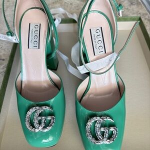 Gucci Emerald Green Patent Leather Heels